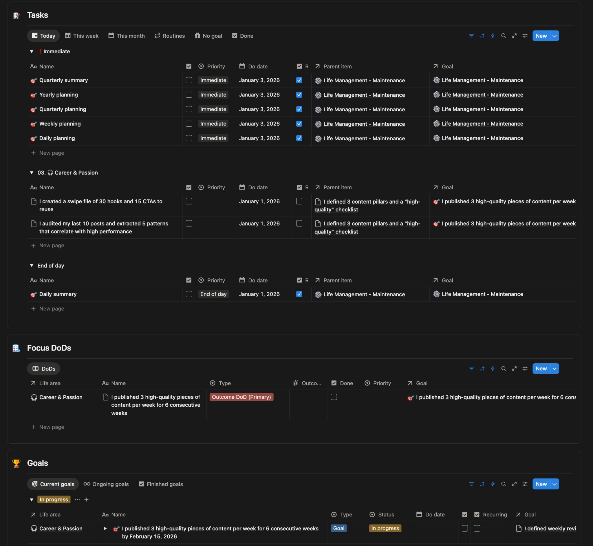 Execution Compass template – Actions module