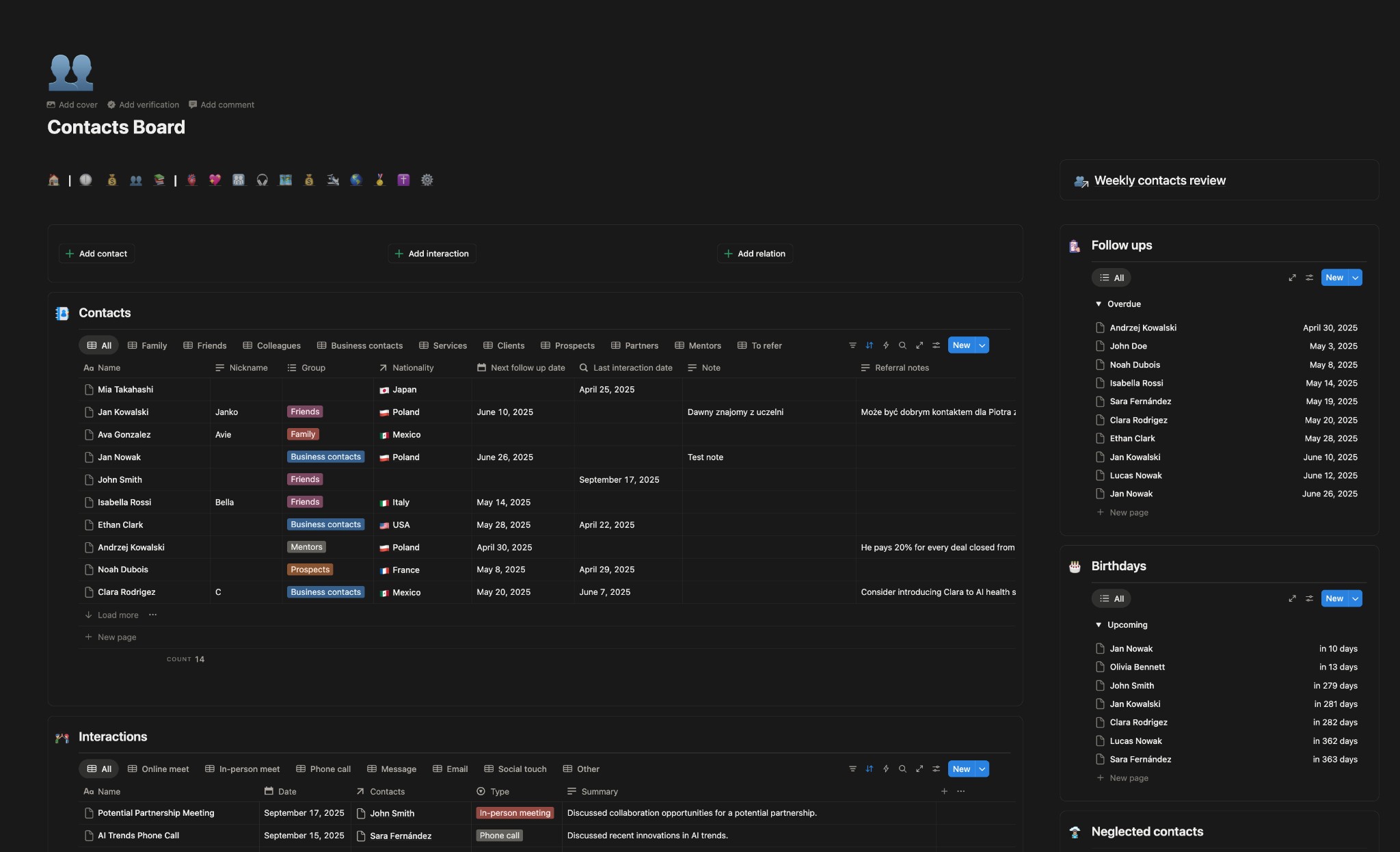 Execution Compass – Contacts module
